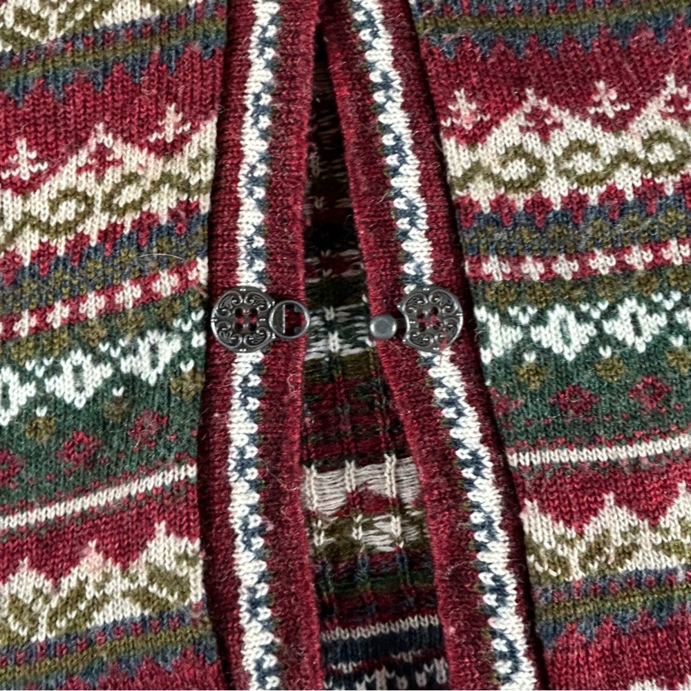 Vtg Carolina Colours Sweater Vest Womens 1x ? Fair Isle Long Line Metal Buckles - Picture 8 of 8